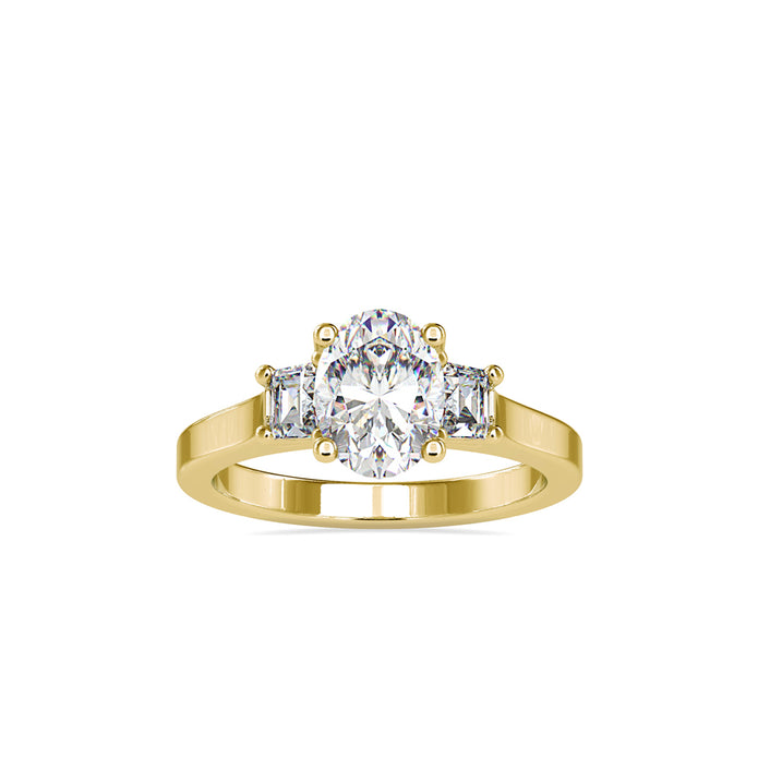 2.04Ct Oval Cut Three Stone Lab-Grown Diamond Gold Ring