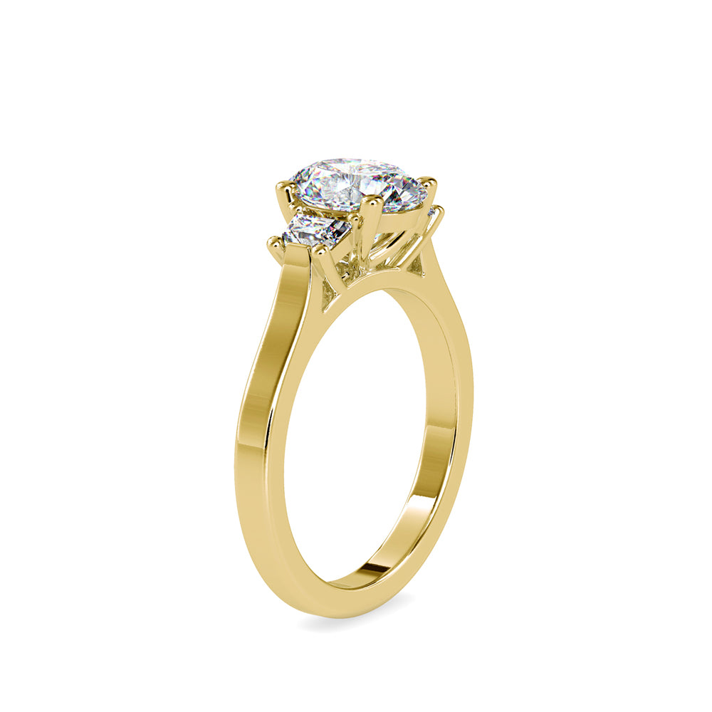 2.04Ct Oval Cut Three Stone Lab-Grown Diamond Gold Ring