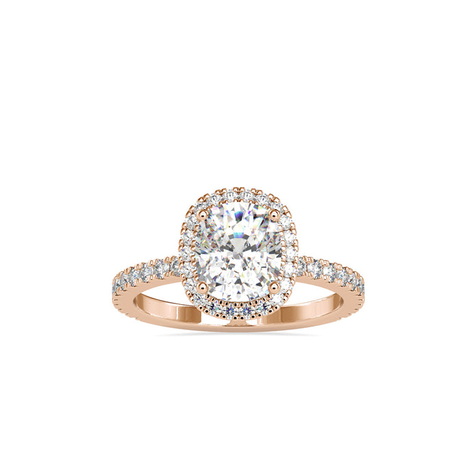 3.04Ct Cushion Cut Halo Lab-Grown Diamond Gold Ring