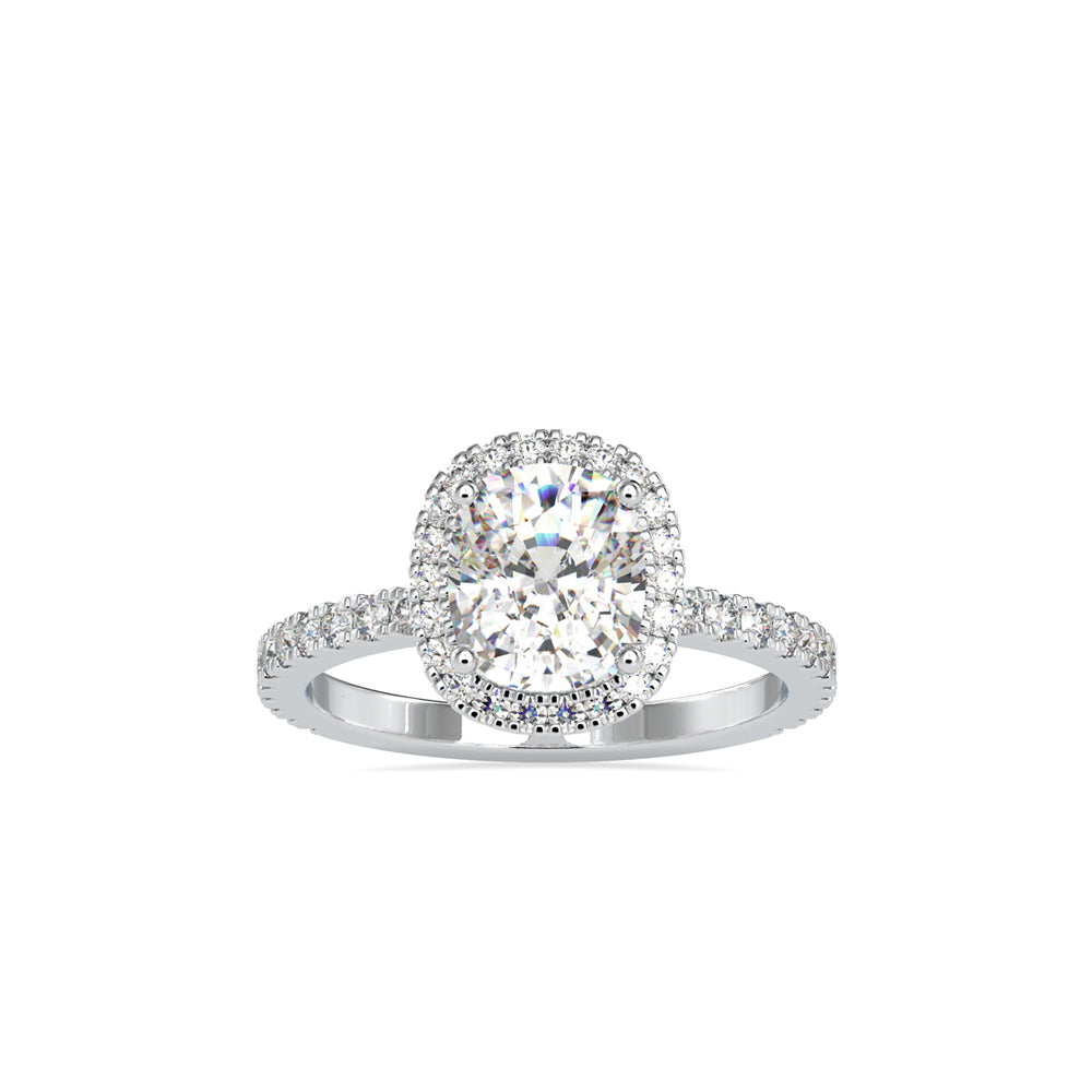 3.04Ct Cushion Cut Halo Lab-Grown Diamond Gold Ring
