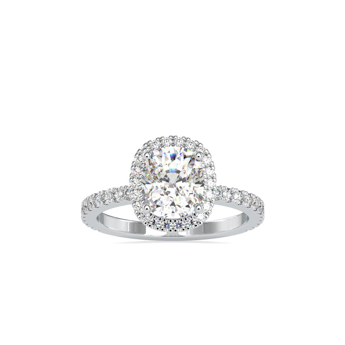 3.04Ct Cushion Cut Halo Lab-Grown Diamond Gold Ring