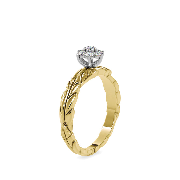 0.18Ct Floral Cluster Lab Grown Diamond Gold Ring