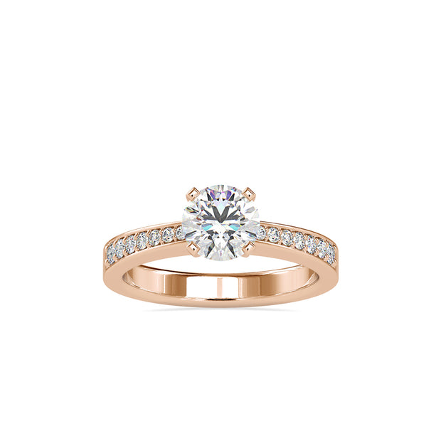 1.08Ct Round Cut Solitaire Lab Grown Diamond Gold Ring