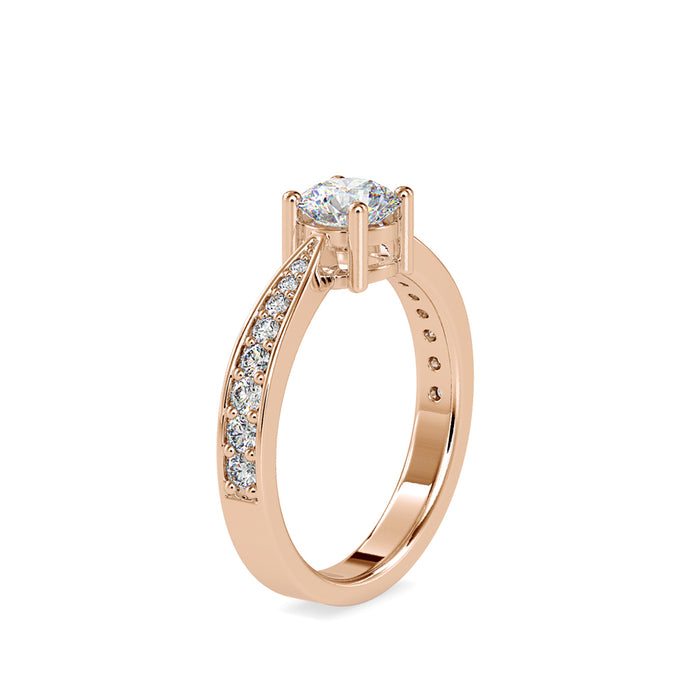 0.83Ct Round Cut Solitaire Lab Grown Diamond Gold Ring