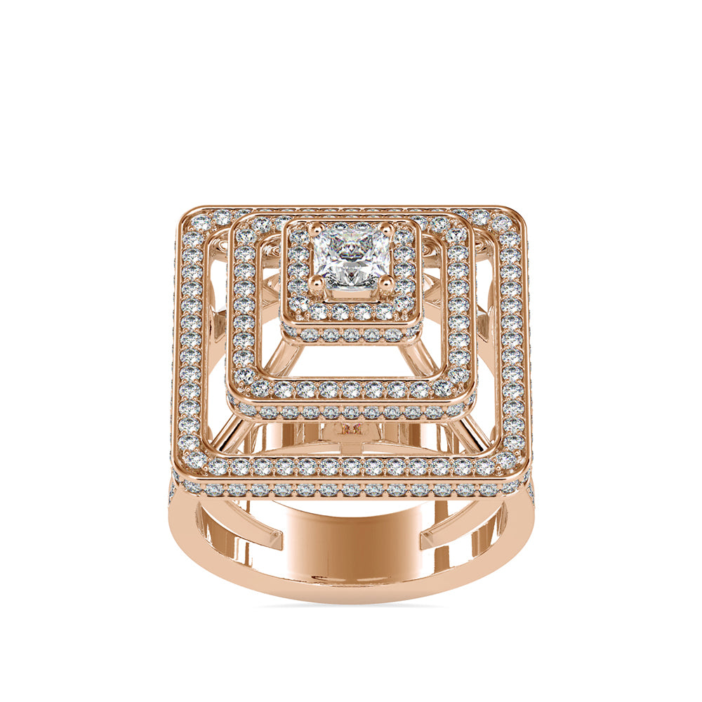 1.76Ct Princess Cut Halo Lab Grown Diamond Gold Ring