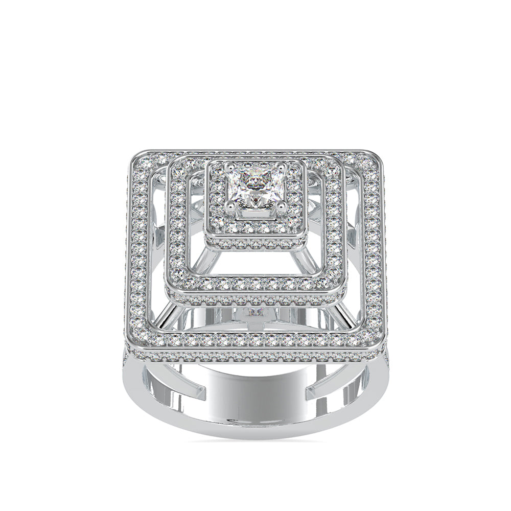 1.76Ct Princess Cut Halo Lab Grown Diamond Gold Ring