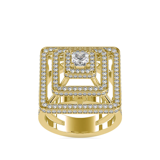 1.76Ct Princess Cut Halo Lab Grown Diamond Gold Ring