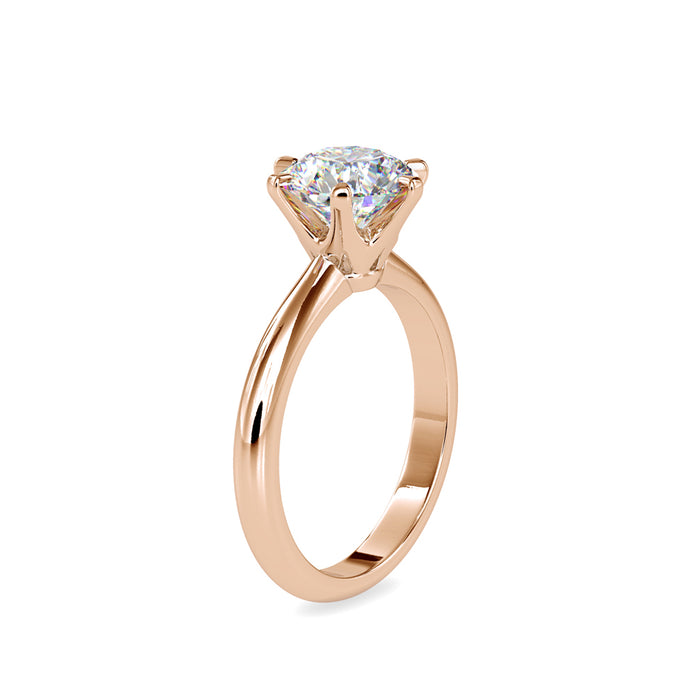 round cut solitaire diamond ring in rose gold