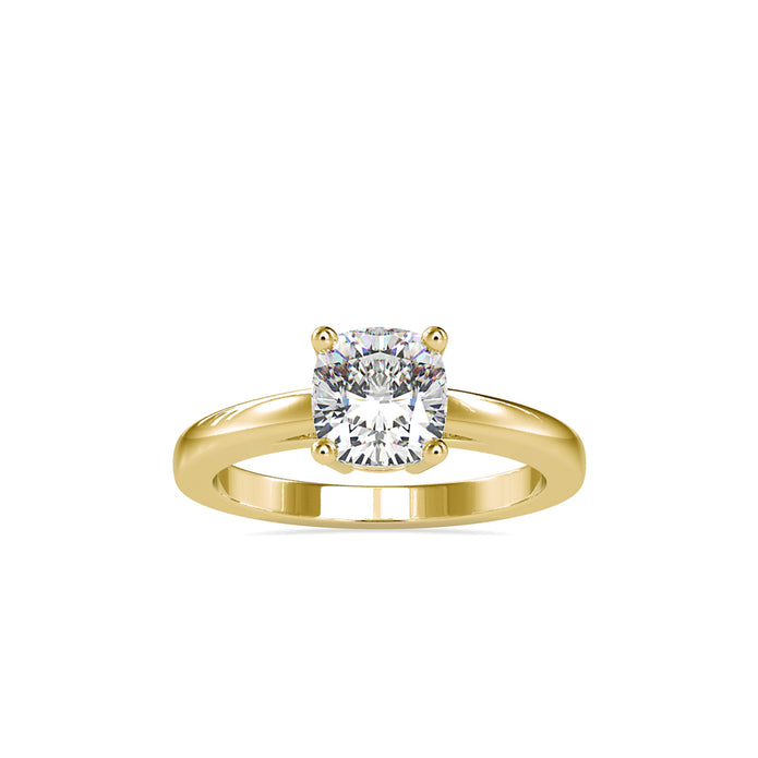 1.39Ct Cushion Cut Solitaire Lab Grown Diamond Gold Ring