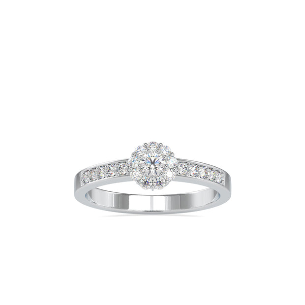0.42Ct Round Cut Halo Lab Grown Diamond Gold Ring