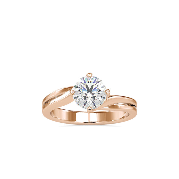 1.19Ct Round Cut Bypass Solitaire Lab Grown Diamond Gold Ring