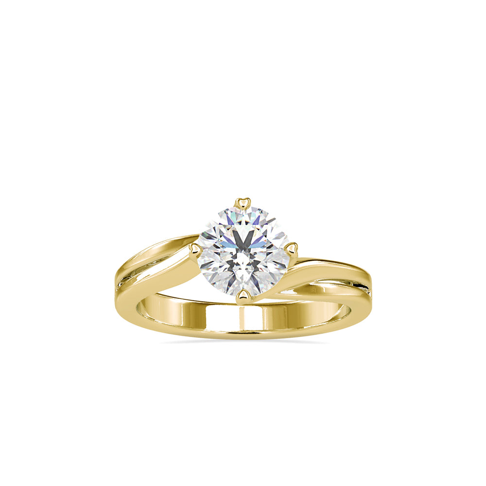 1.19Ct Round Cut Bypass Solitaire Lab Grown Diamond Gold Ring