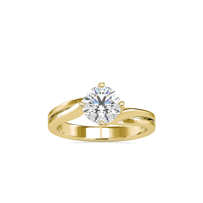 1.19Ct Round Cut Bypass Solitaire Lab Grown Diamond Gold Ring