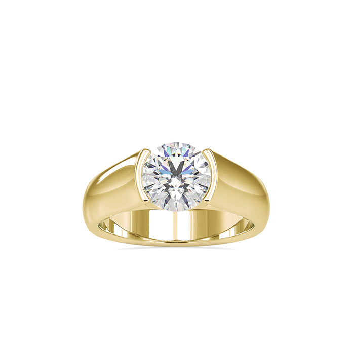 1.19Ct Round Cut Half Bezel Lab Grown Diamond Gold Ring