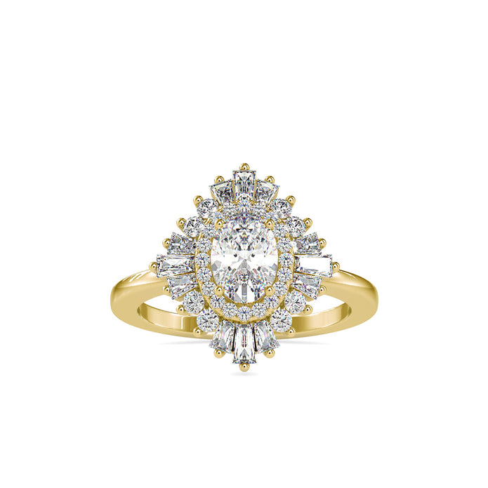 1.56Ct Oval Cut Halo Lab Grown Diamond Gold Ring
