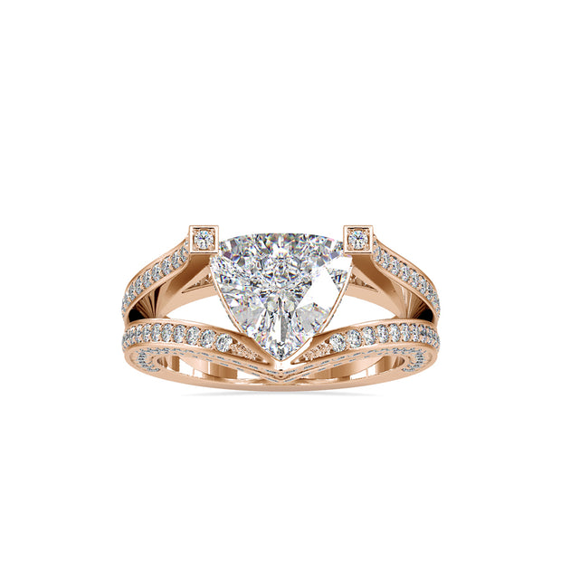 3.06Ct Trillion Cut Solitaire Lab Grown Diamond Gold Ring