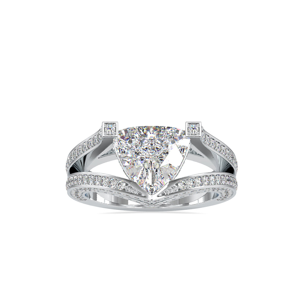3.06Ct Trillion Cut Solitaire Lab Grown Diamond Gold Ring