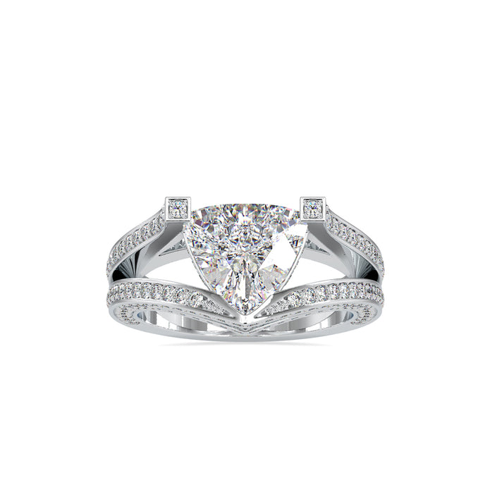 3.06Ct Trillion Cut Solitaire Lab Grown Diamond Gold Ring