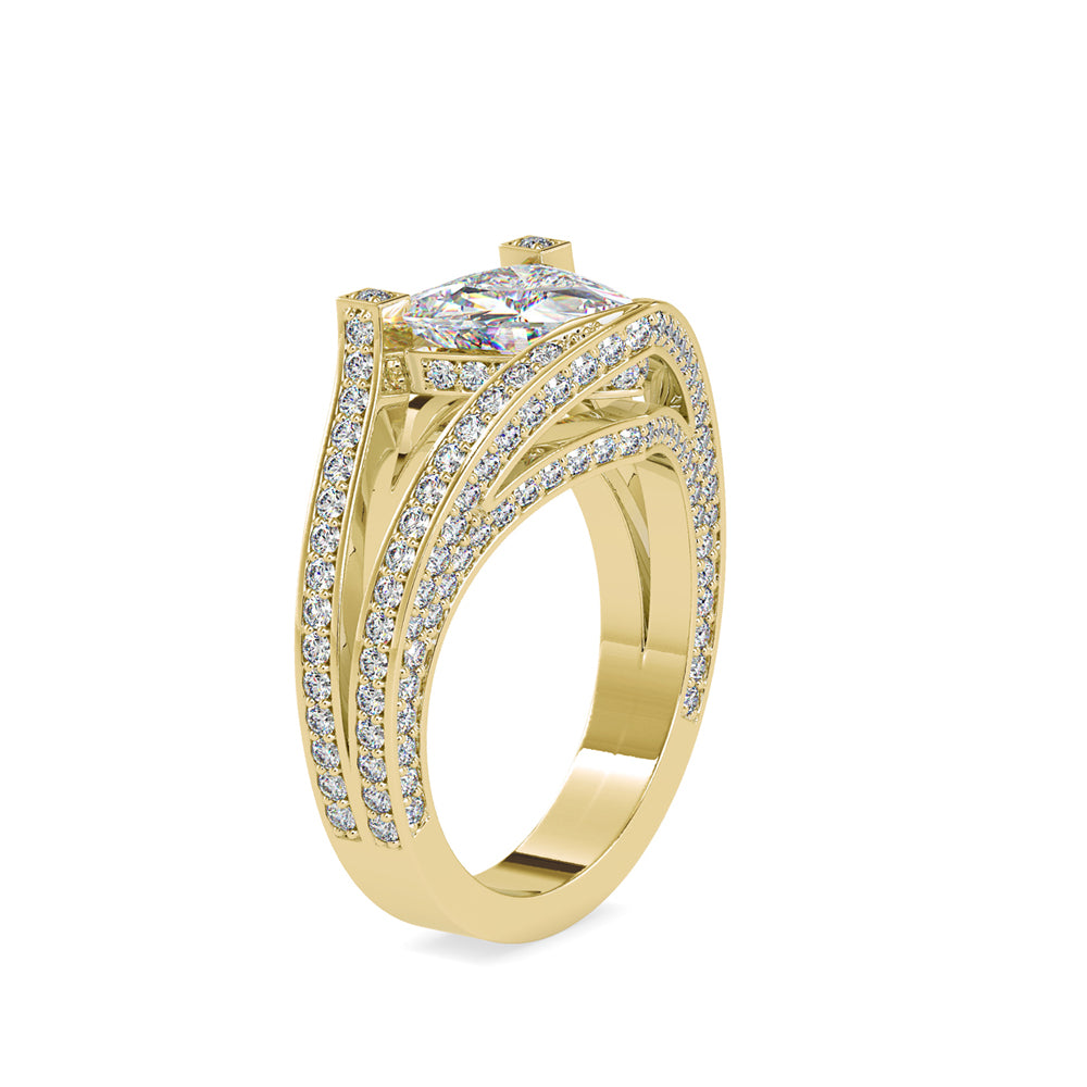 3.06Ct Trillion Cut Solitaire Lab Grown Diamond Gold Ring