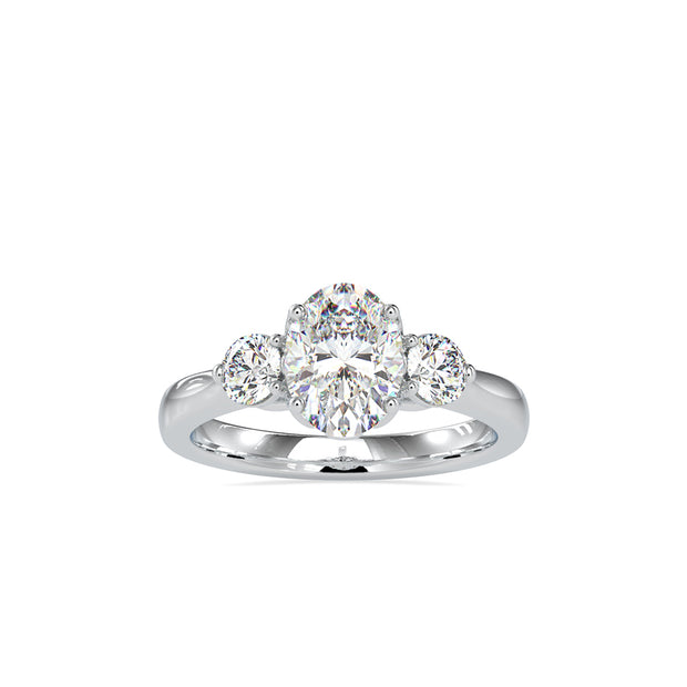 1.74Ct Oval Cut Three Stone Lab Grown Diamond Gold Ring