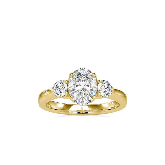 1.74Ct Oval Cut Three Stone Lab Grown Diamond Gold Ring