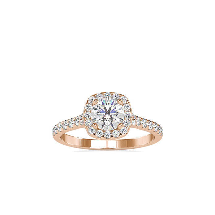 1.01Ct Round Cut Halo Lab Grown Diamond Gold Ring
