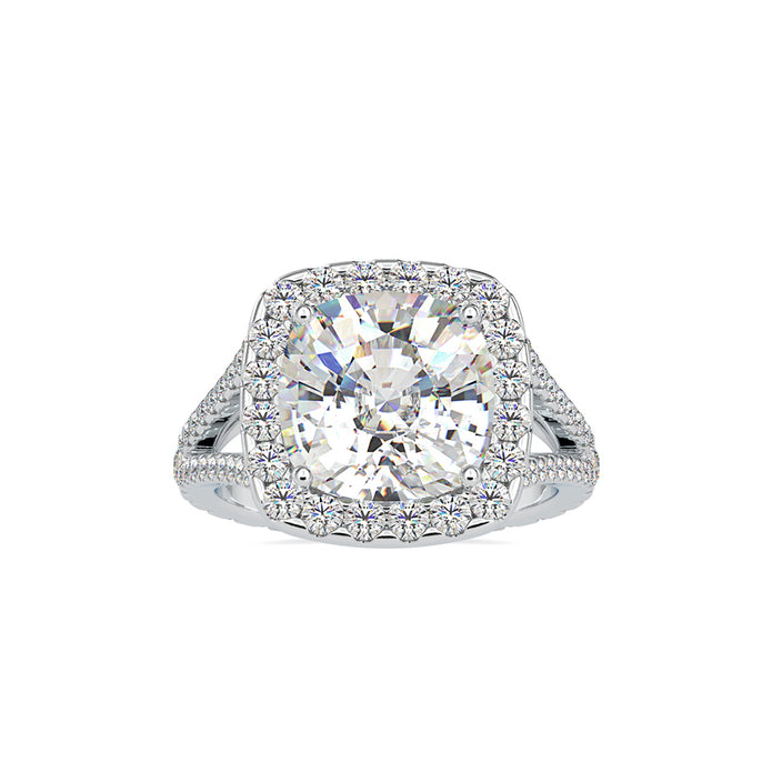 7.06Ct Cushion Cut Halo Lab Grown Diamond Gold Ring