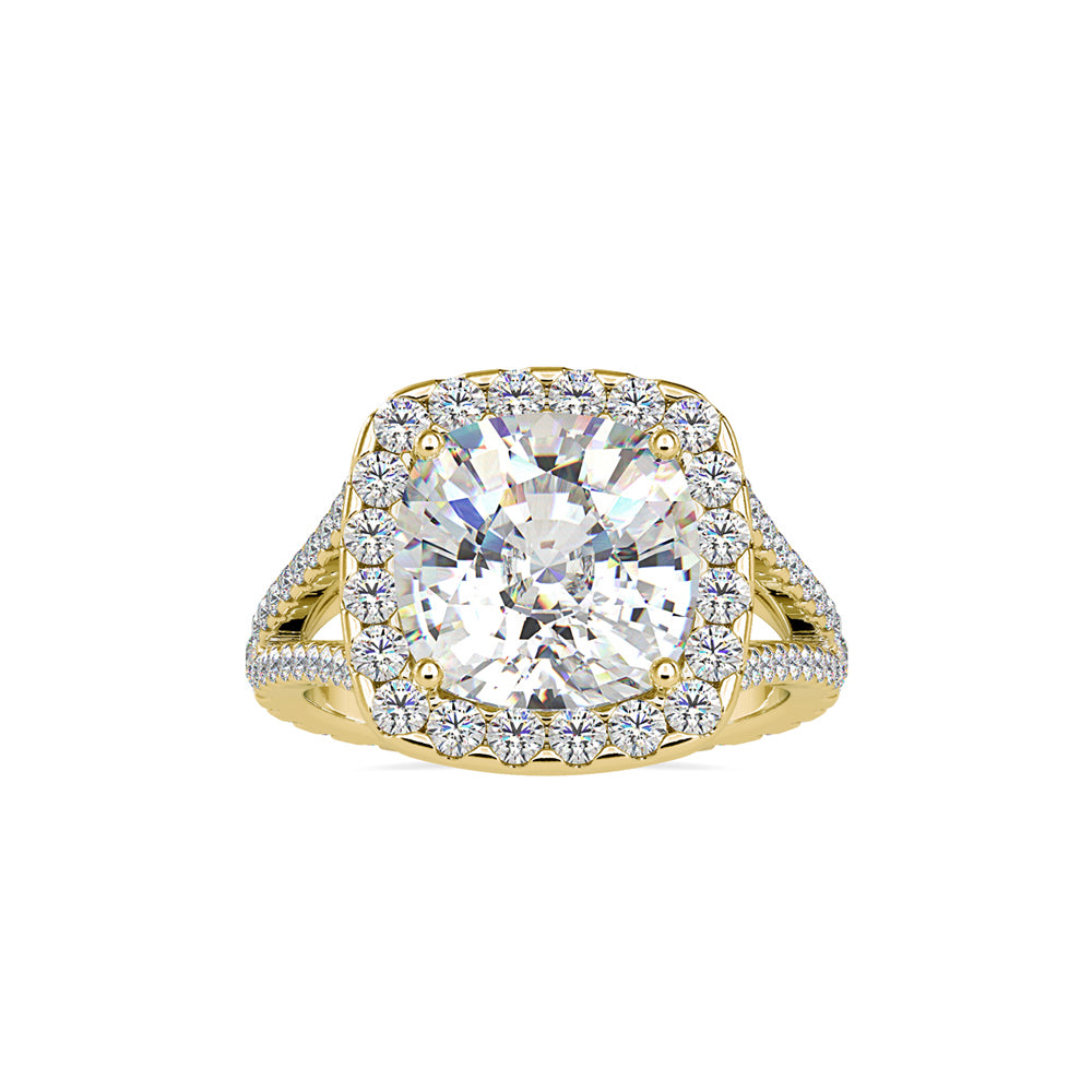 7.06Ct Cushion Cut Halo Lab Grown Diamond Gold Ring