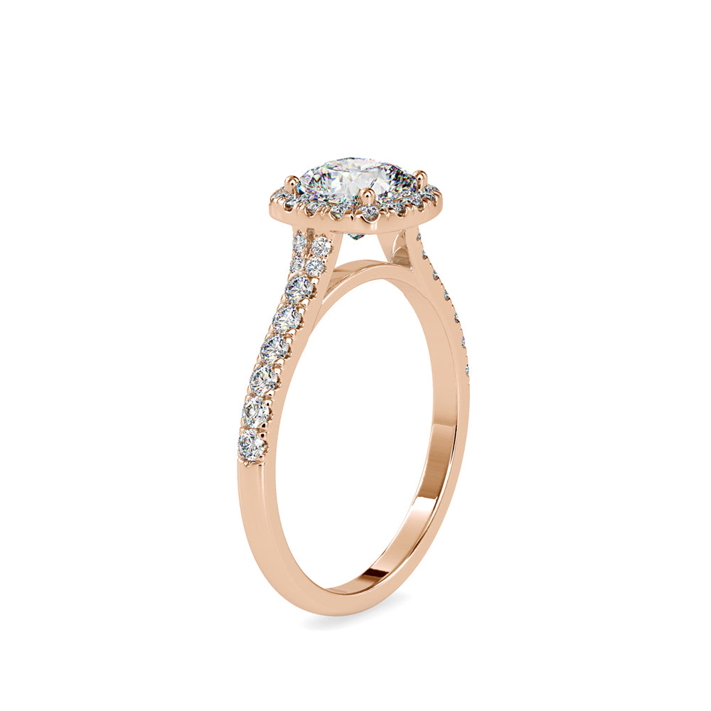 1.25Ct Cushion Cut Halo Lab Grown Diamond Gold Ring