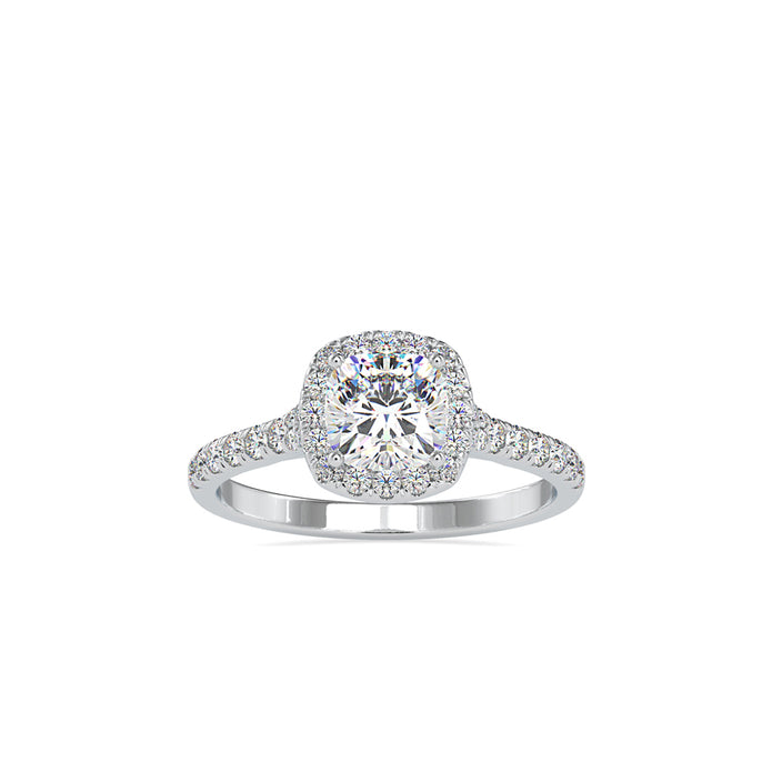 1.25Ct Cushion Cut Halo Lab Grown Diamond Gold Ring