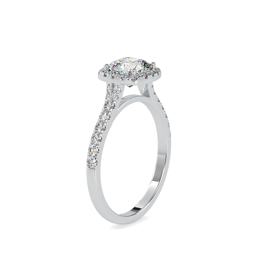 1.25Ct Cushion Cut Halo Lab Grown Diamond Gold Ring