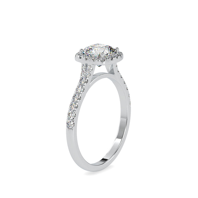 1.25Ct Cushion Cut Halo Lab Grown Diamond Gold Ring