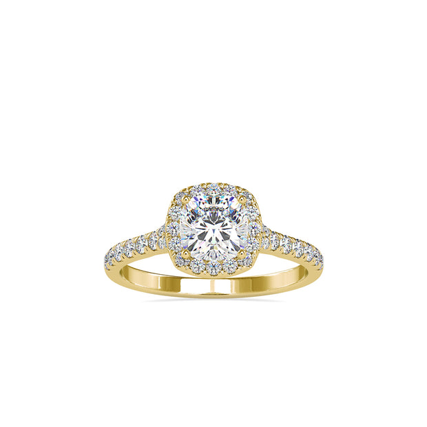 1.25Ct Cushion Cut Halo Lab Grown Diamond Gold Ring
