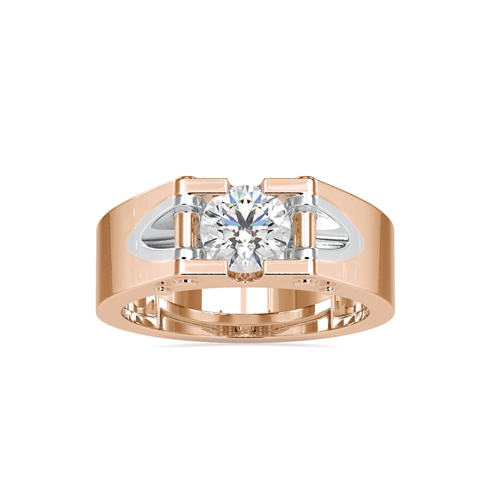 1.01Ct Round Cut Solitaire Semi Bezel Lab Grown Diamond Gold Ring