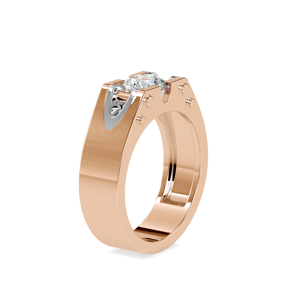 1.01Ct Round Cut Solitaire Semi Bezel Lab Grown Diamond Gold Ring
