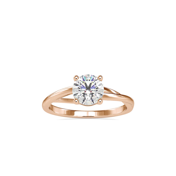 1.19Ct Round Cut Twist Solitaire Lab Grown Diamond Gold Ring