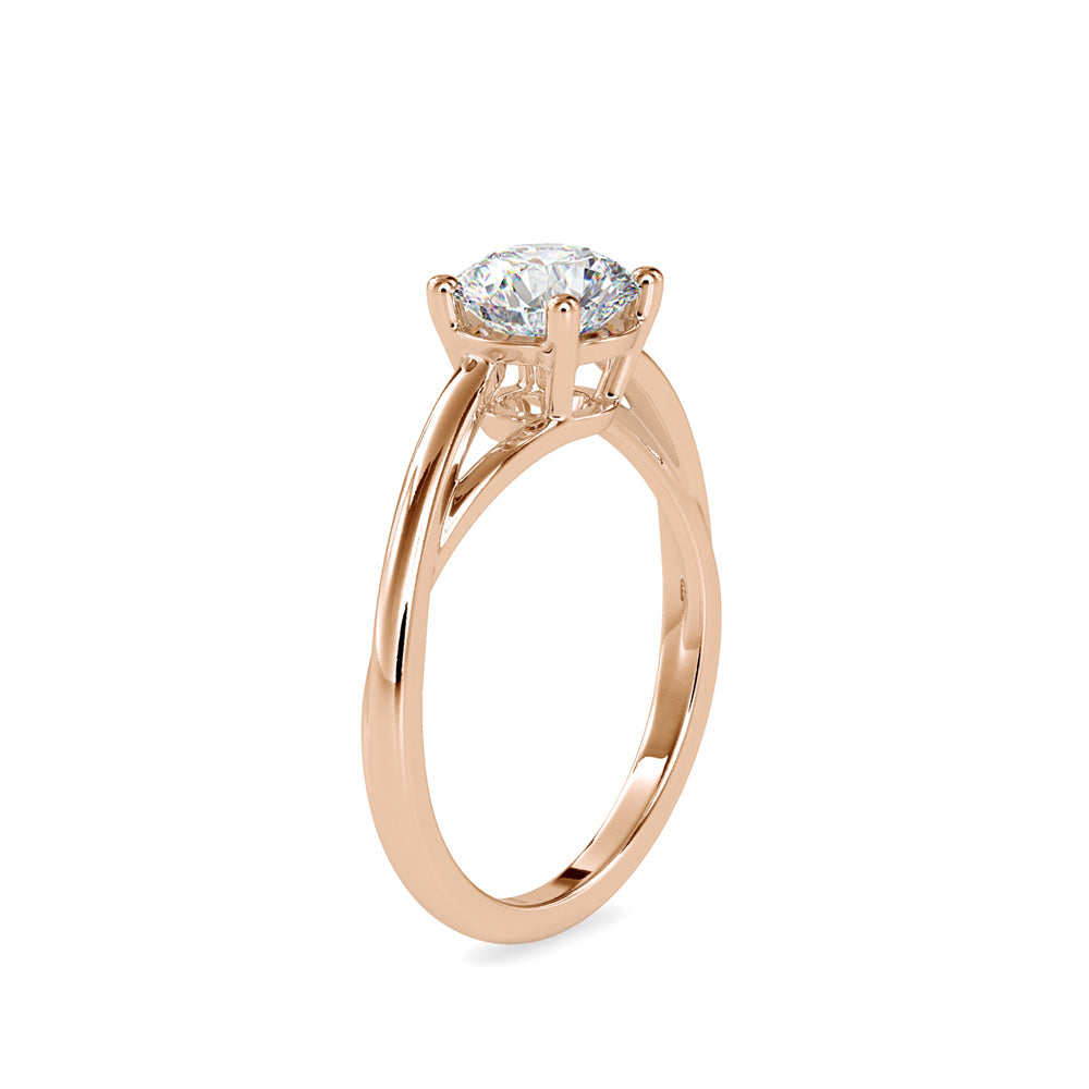 1.19Ct Round Cut Twist Solitaire Lab Grown Diamond Gold Ring