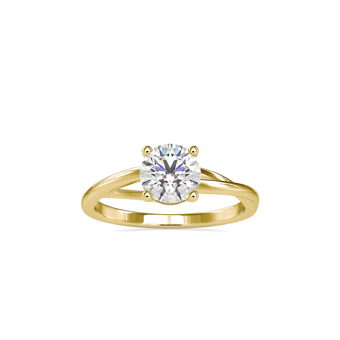1.19Ct Round Cut Twist Solitaire Lab Grown Diamond Gold Ring