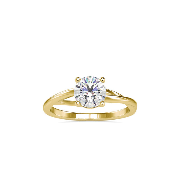 1.19Ct Round Cut Twist Solitaire Lab Grown Diamond Gold Ring