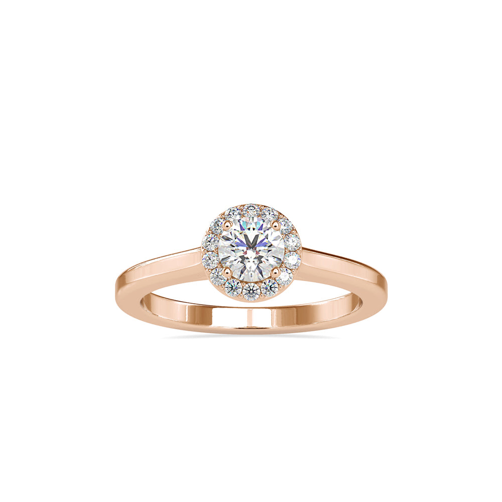 0.50Ct Round Cut Halo Lab Grown Diamond Gold Ring