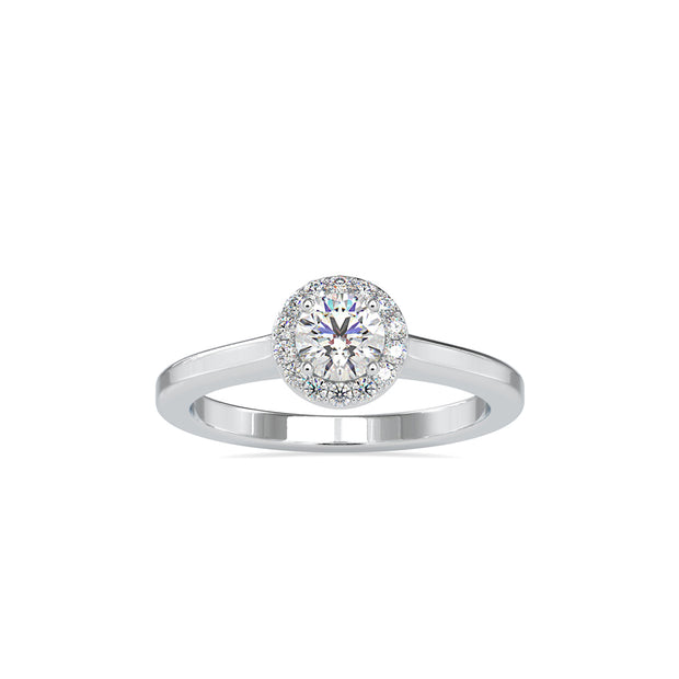 0.50Ct Round Cut Halo Lab Grown Diamond Gold Ring