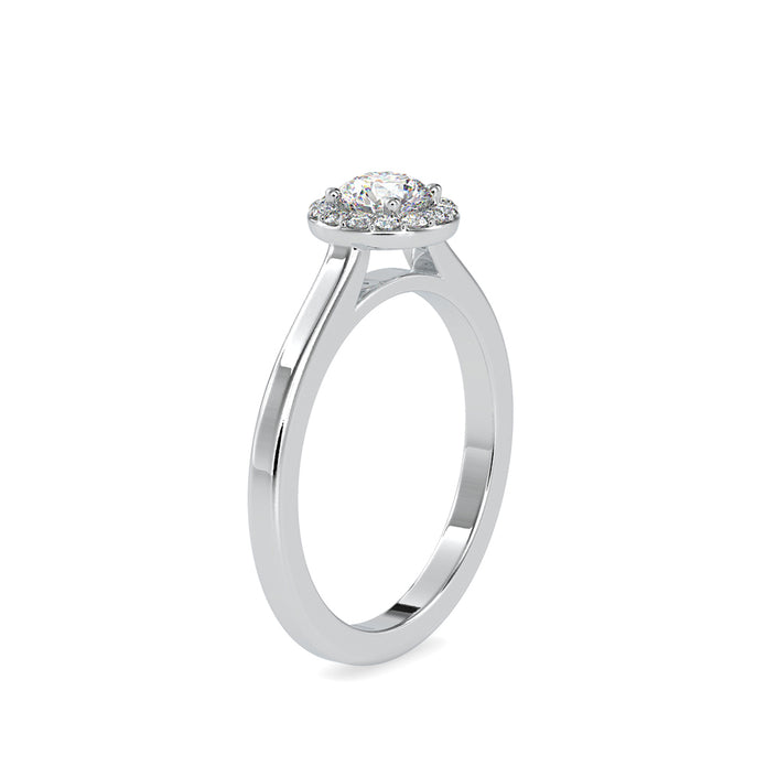 0.50Ct Round Cut Halo Lab Grown Diamond Gold Ring