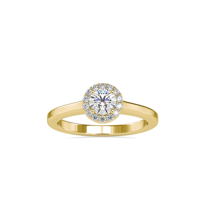 0.50Ct Round Cut Halo Lab Grown Diamond Gold Ring