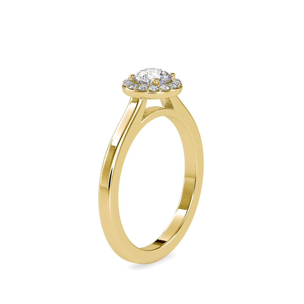 0.50Ct Round Cut Halo Lab Grown Diamond Gold Ring