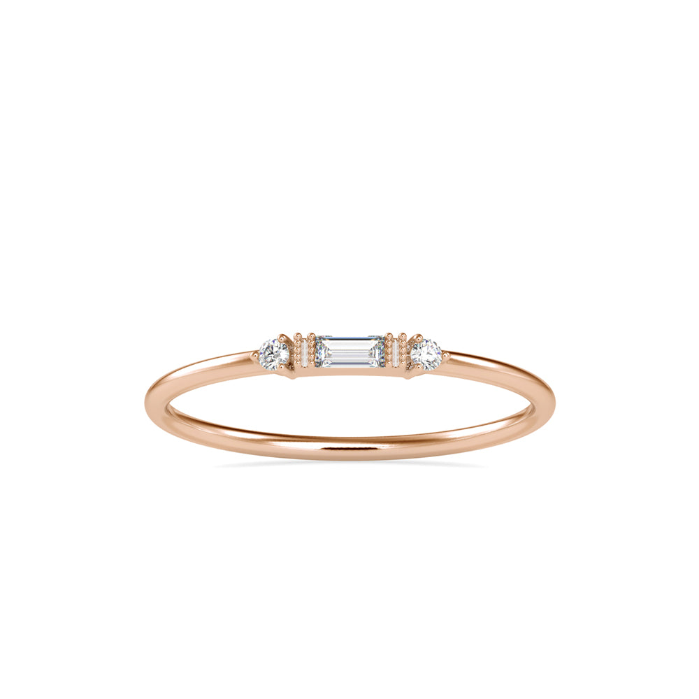 0.07Ct Baguette Cut Three Stone Lab-Grown Diamond Gold Ring