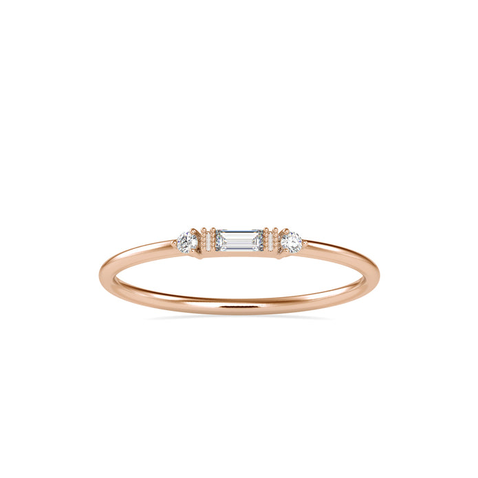 0.07Ct Baguette Cut Three Stone Lab-Grown Diamond Gold Ring