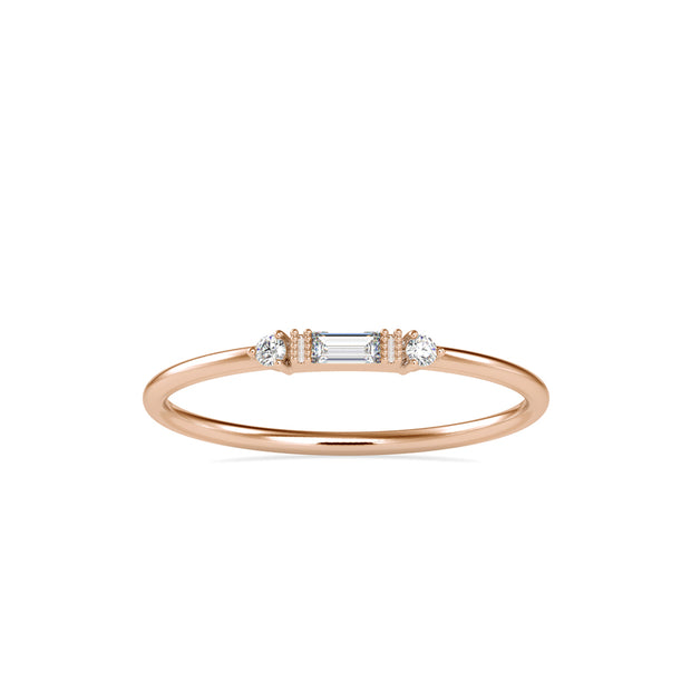 0.07Ct Baguette Cut Three Stone Lab-Grown Diamond Gold Ring