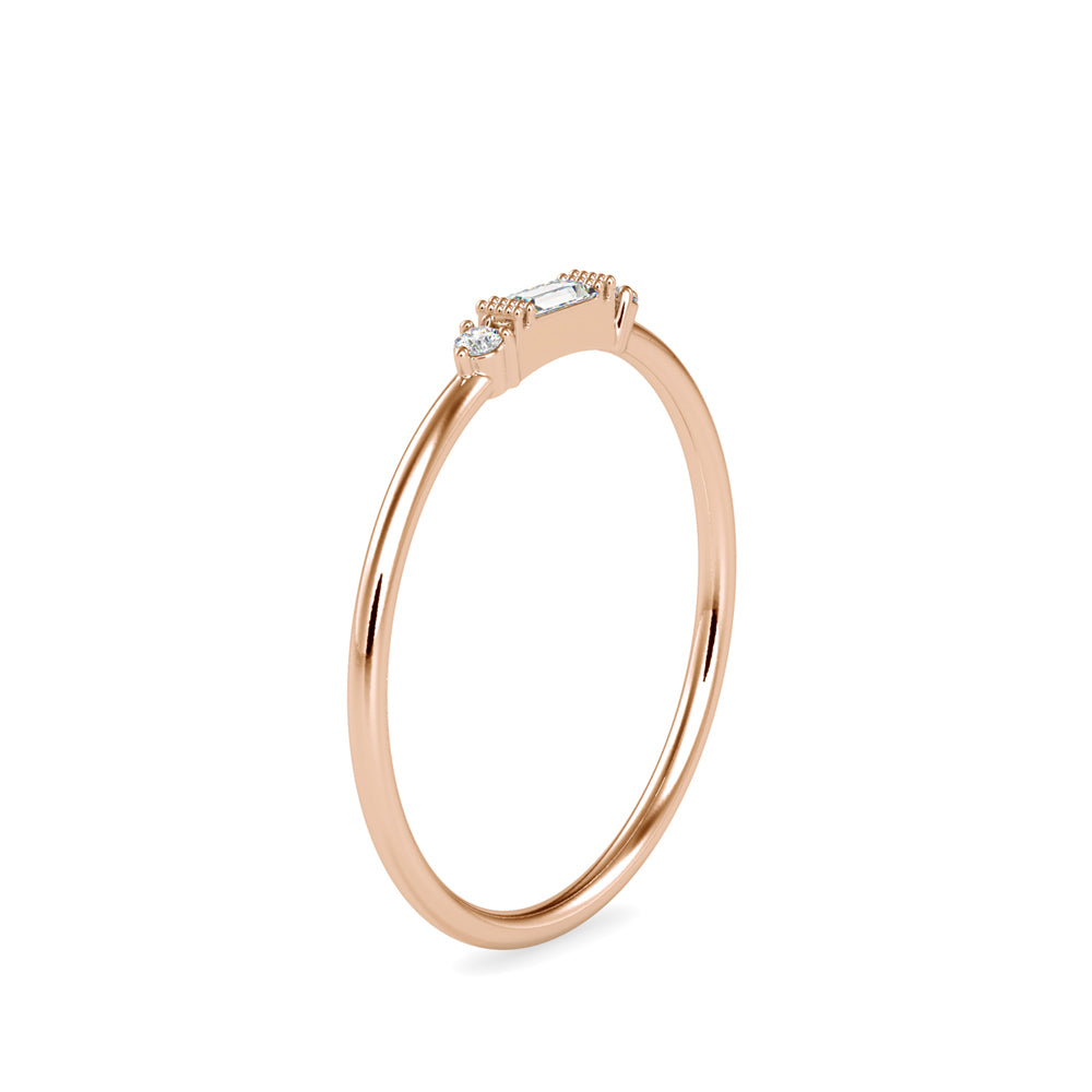 0.07Ct Baguette Cut Three Stone Lab-Grown Diamond Gold Ring