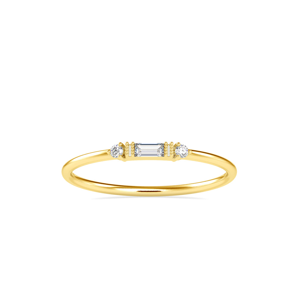 0.07Ct Baguette Cut Three Stone Lab-Grown Diamond Gold Ring