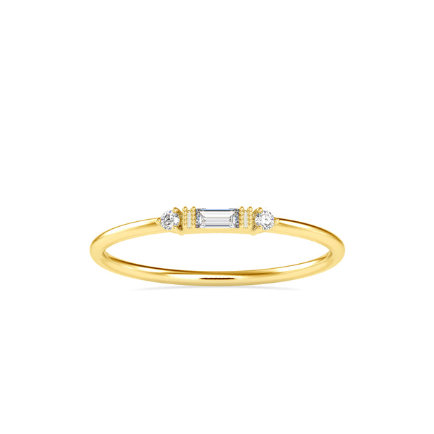 0.07Ct Baguette Cut Three Stone Lab-Grown Diamond Gold Ring